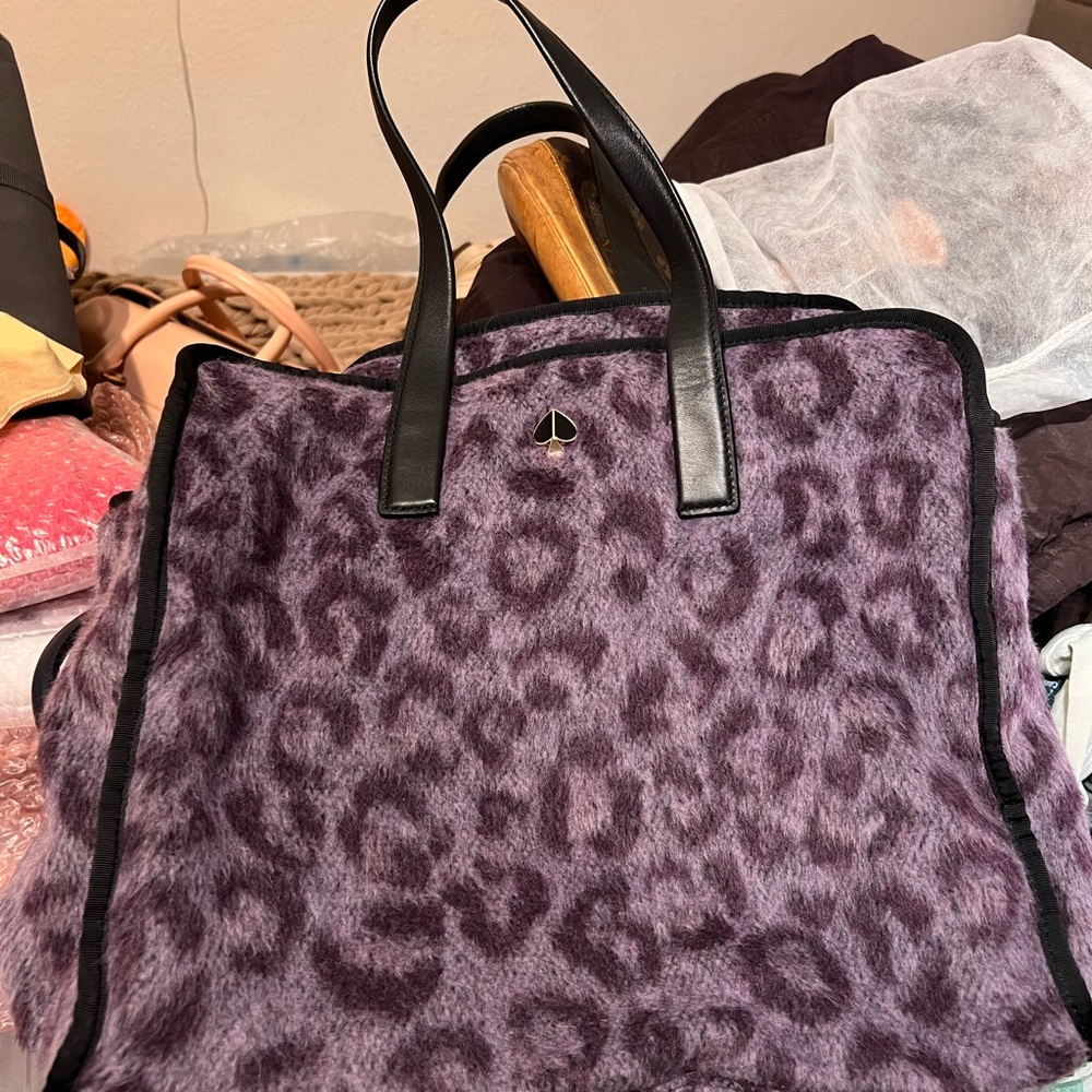 Kate Spade Black and Purple Animal Print Tote